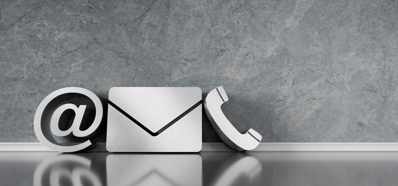 Symbole für E-Mail, Brief und Telefon